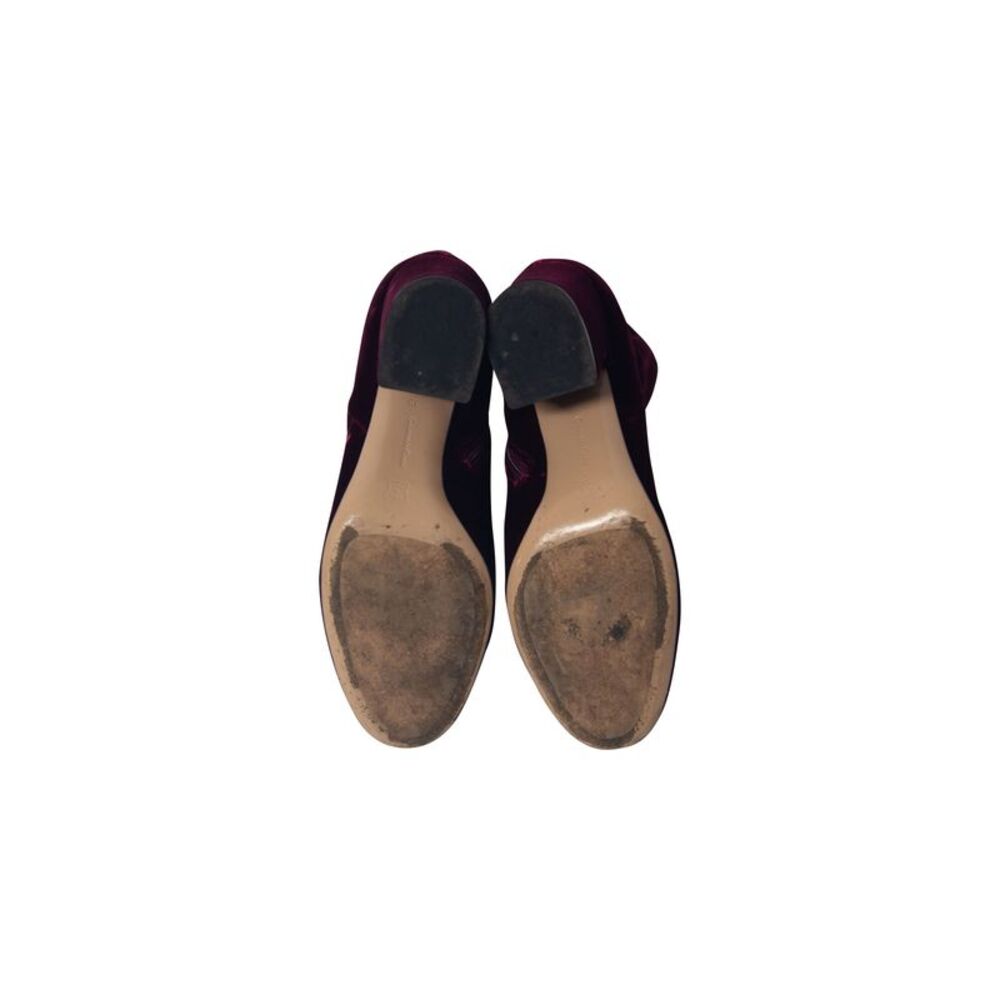 Gianvito Rossi Rolling 85 Ankle Boots in Burgundy Velvet - Picture 4 of 7